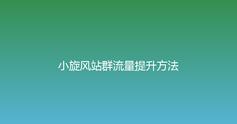 小旋风站群流量提升方法 封面图