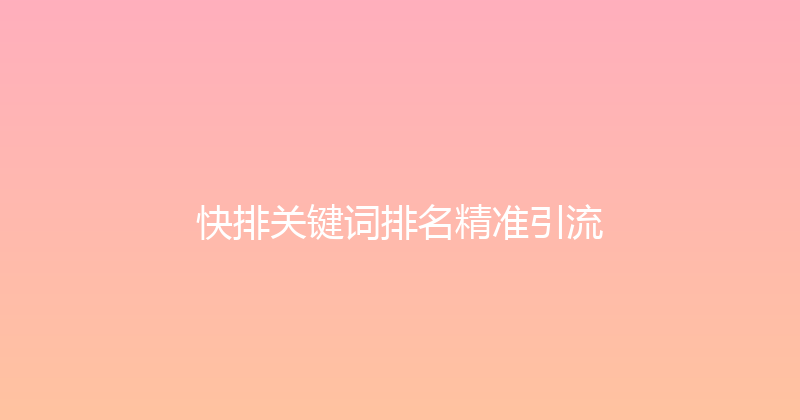 快排关键词排名精准引流 封面图