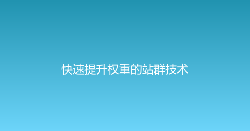快速提升权重的站群技术 封面图
