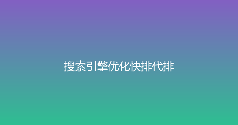 搜索引擎优化快排代排 封面图