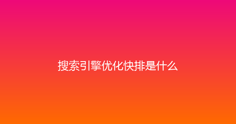 搜索引擎优化快排是什么 封面图