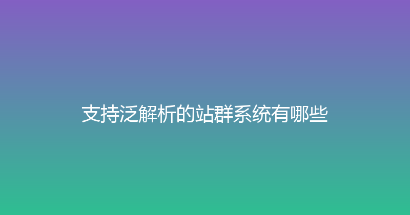 支持泛解析的站群系统有哪些 封面图