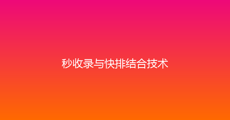 秒收录与快排结合技术 封面图