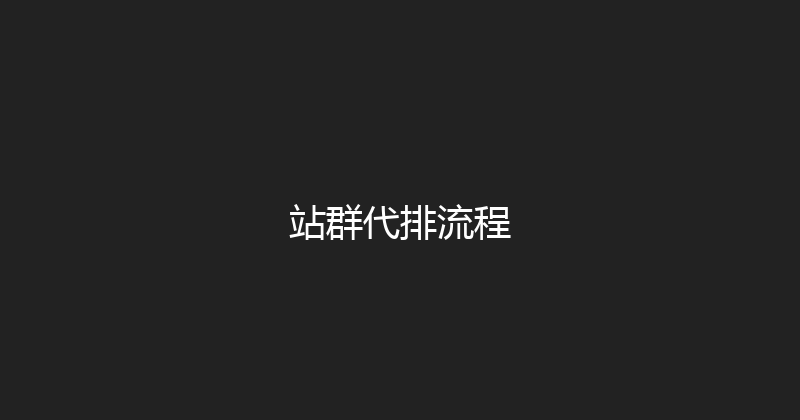 站群代排流程 封面图