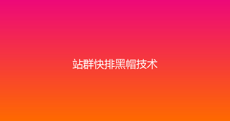 站群快排黑帽技术 封面图