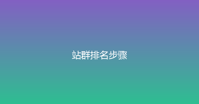 站群排名步骤 封面图