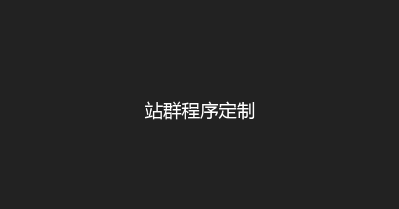 站群程序定制 封面图