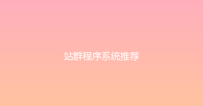 站群程序系统推荐 封面图