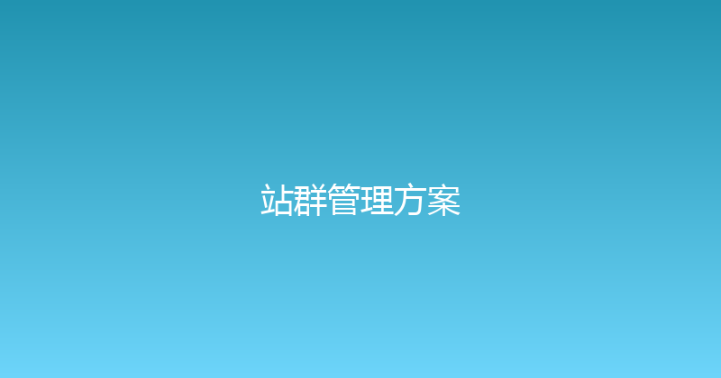 站群管理方案 封面图
