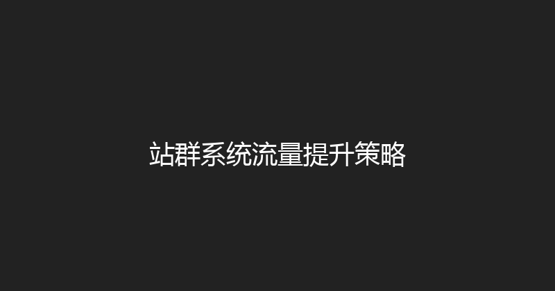 站群系统流量提升策略 封面图