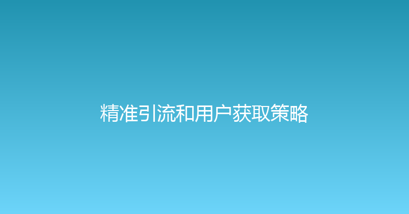 精准引流和用户获取策略 封面图