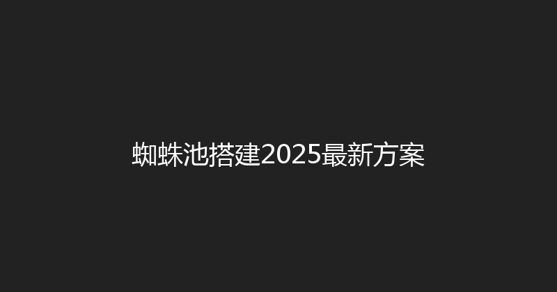 蜘蛛池搭建2025最新方案 封面图