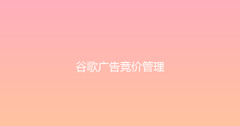 谷歌广告竞价管理 封面图
