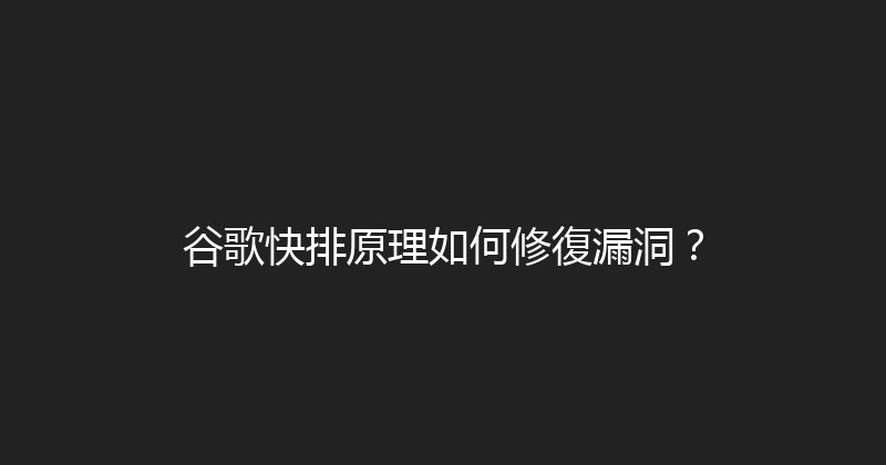 谷歌快排原理如何修復漏洞？ 封面图