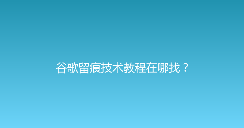 谷歌留痕技术教程在哪找？ 封面图