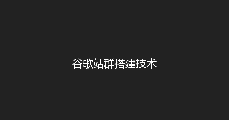 谷歌站群搭建技术 封面图