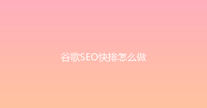 谷歌SEO快排怎么做 封面图