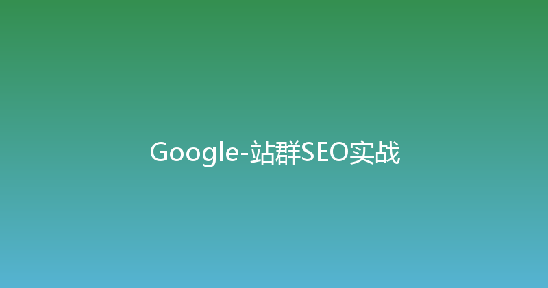 Google-站群SEO实战 封面图