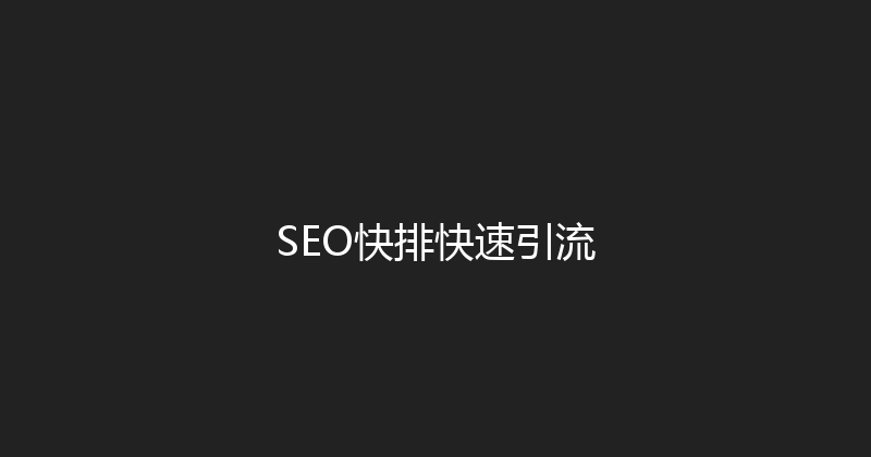 SEO快排快速引流 封面图