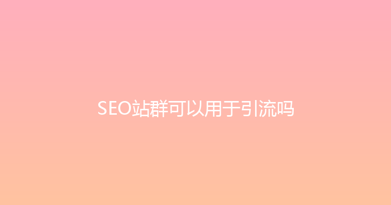 SEO站群可以用于引流吗 封面图